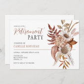 Boho Waterverf Floral Retirement Party Invitation Kaart (Voorkant / Achterkant)
