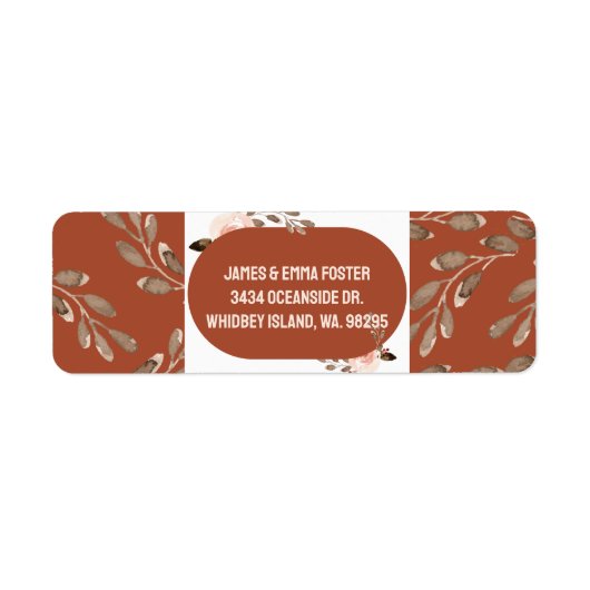 Boho Waterverf Floral retour adreslabels Etiket (Voorkant)