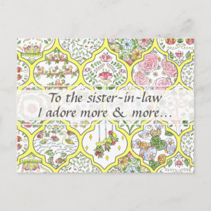 Boho Waterverf Floral Sister-in-law Moederdag Briefkaart