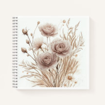 Boho Waterverf Floral Spiral Notitieboek – Elegant