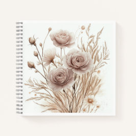 Boho Waterverf Floral Spiral Notitieboek – Elegant
