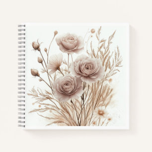 Boho Waterverf Floral Spiral Notitieboek – Elegant