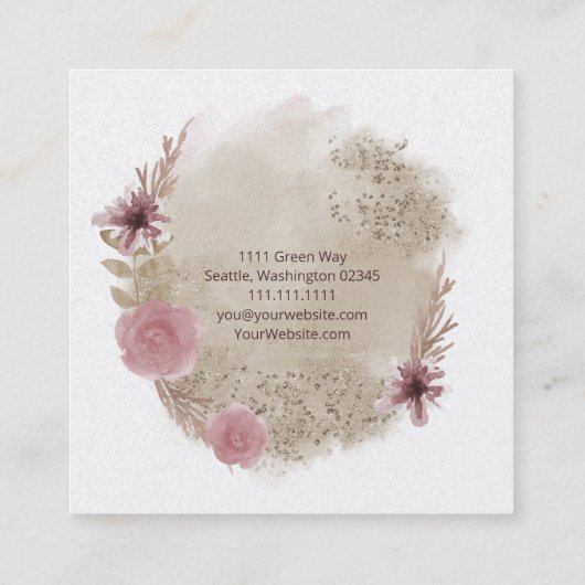 Boho Waterverf Floral Square Visitekaartje (Achterkant)