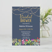 Boho Waterverf Floral String Lights Save the Date Kaart (Staand voorkant)