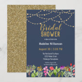 Boho Waterverf Floral String Lights Save the Date Kaart (Voorkant / Achterkant)