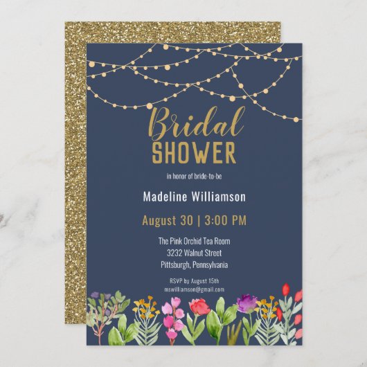 Boho Waterverf Floral String Lights Save the Date Kaart (Voorkant / Achterkant)