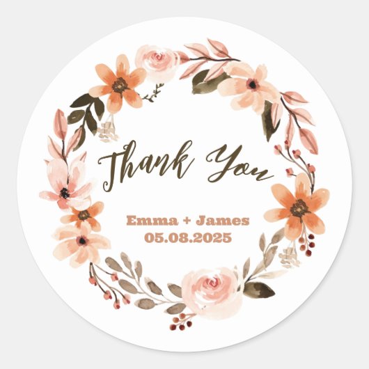 Boho Waterverf Floral  Text Sticker (Voorkant)