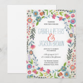 Boho Waterverf Floral | Uitnodigingen voor weddens (Voorkant / Achterkant)