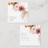 Boho Waterverf Floral Vierkante Visitekaartje (Voorkant / Achterkant)