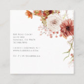 Boho Waterverf Floral Vierkante Visitekaartje (Achterkant)