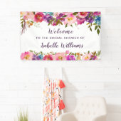 Boho Waterverf Floral Vrijgezellenfeest Welkom Spandoek (Insitu)