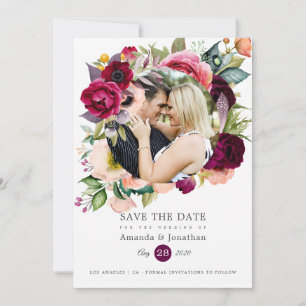 Boho Waterverf Floral Wedding Foto Save The Date