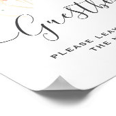 Boho Waterverf Floral Wedding Guestbook Sign Poster (Hoek)