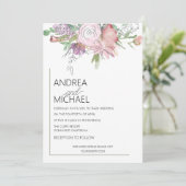 Boho Waterverf Floral Wedding Invitation Kaart (Staand voorkant)