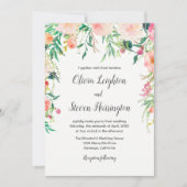 Boho Waterverf Floral Wedding Invitation Kaart (Voorkant)