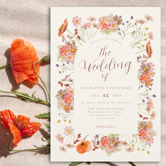 Boho Waterverf Floral Wedding Kaart
