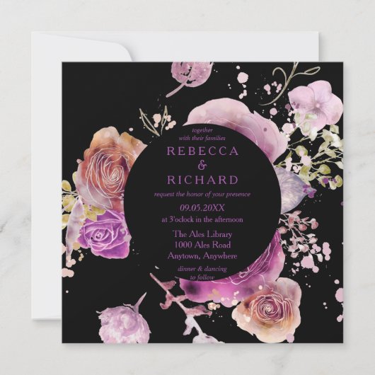 Boho Waterverf Floral Wedding Kaart (Voorkant)