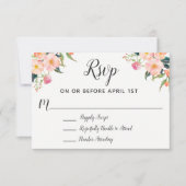 Boho Waterverf Floral Wedding RSVP (Voorkant)