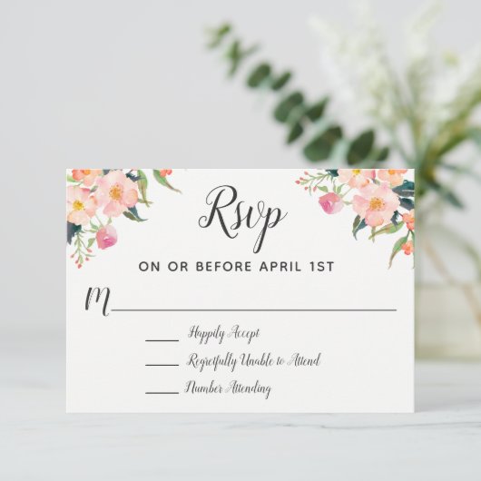 Boho Waterverf Floral Wedding RSVP (Staand voorkant)