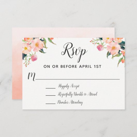 Boho Waterverf Floral Wedding RSVP (Voorkant / Achterkant)