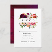 Boho Waterverf Floral Wedding RSVP Kaartje (Voorkant / Achterkant)