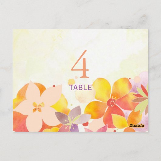 Boho Waterverf Floral Wedding Table Number Kaart (Achterkant)
