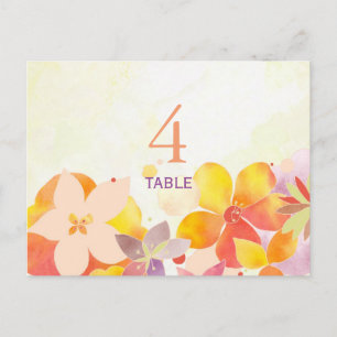 Boho Waterverf Floral Wedding Table Number Kaart