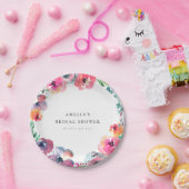 Boho Waterverf Floral Wreath Vrijgezellenfeest Papieren Bordje (Feest)