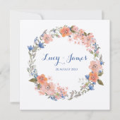 Boho Waterverf Floral Wreath Wedding Invitation Kaart (Voorkant)
