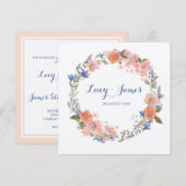 Boho Waterverf Floral Wreath Wedding Invitation Kaart (Voorkant / Achterkant)