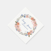 Boho Waterverf Floral Wreath Wedding Napkins Servetten (Hoek)