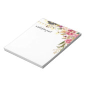 Boho Waterverf Flowers and Feathers Personalized Notitieblok (Linkerzijde)