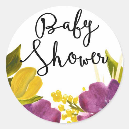 Boho Waterverf Flowers | Baby shower Sticker (Voorkant)
