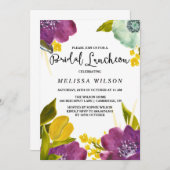 Boho Waterverf Flowers Bridal Luncheon Kaart (Voorkant / Achterkant)