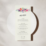 Boho Waterverf Flowers Elegant Wedding Custom Menu<br><div class="desc">Eenvoudig Boho Waterverf Flowers Modern Elegant Weddenschap Custom Menu</div>