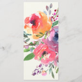 Boho Waterverf Flowers Elegant Wedding Custom Menu (Achterkant)