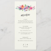 Boho Waterverf Flowers Elegant Wedding Custom Menu (Voorkant)