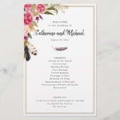 Boho Waterverf Flowers + Feathers, papierprogramma Flyer (Voorkant)