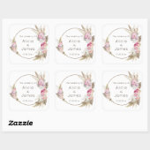 Boho Waterverf Flowers & Feathers Vierkante Sticker (Vel)