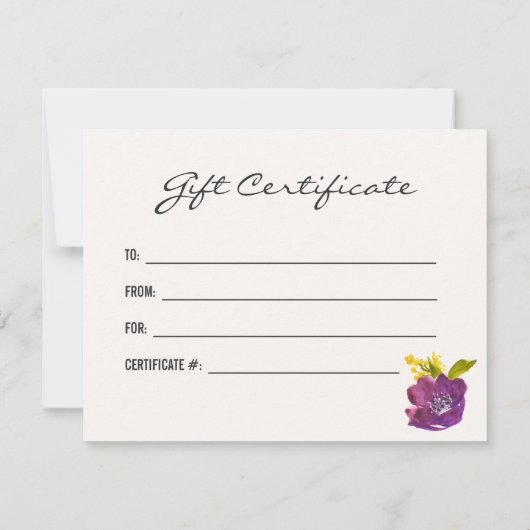 Boho Waterverf Flowers | Floral Cadeaubon (Achterkant)