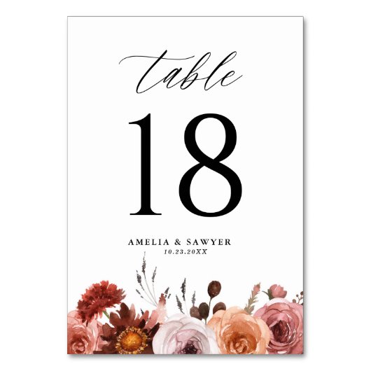 Boho Waterverf Flowers Garland Fall Wedding Kaart (Voorkant)