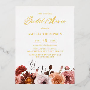 Boho Waterverf Flowers Garland Herfst Vrijgezellen Folie Uitnodiging Briefkaart