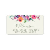 Boho Waterverf Flowers Modern Elegant Adres Etiket (Voorkant)