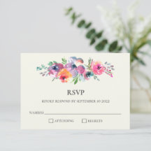 Boho Waterverf Flowers Modern Elegant Wedding