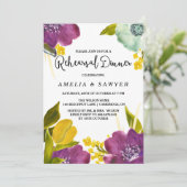 Boho Waterverf Flowers Rehearsal Dinner Invite Kaart (Staand voorkant)