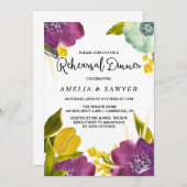 Boho Waterverf Flowers Rehearsal Dinner Invite Kaart (Voorkant / Achterkant)