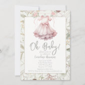 Boho Waterverf Flowers Roze Jurk Baby shower Kaart (Voorkant)