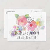 Boho Waterverf Flowers Save the Date Briefkaart (Voorkant / Achterkant)