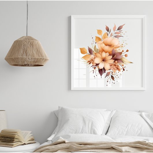 Boho Waterverf Flowers Splash Art Splatter Poster