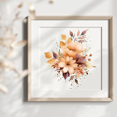 Boho Waterverf Flowers Splash Art Splatter Poster